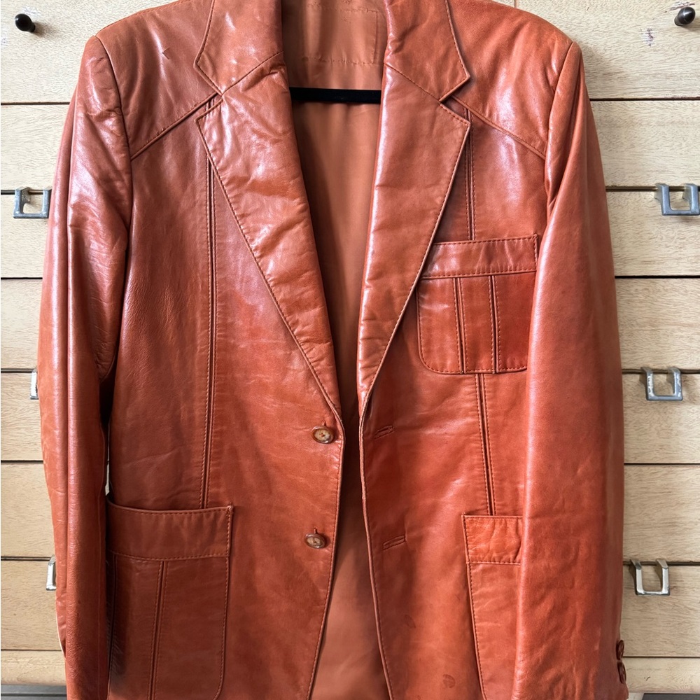 Vintage Leather Blazer in Rich Brown